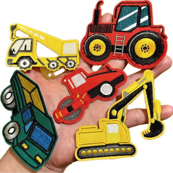 Set of 10 Construction Vehicle Crane Patches Crane Truck Iron on Patches - Picture 2 of 3